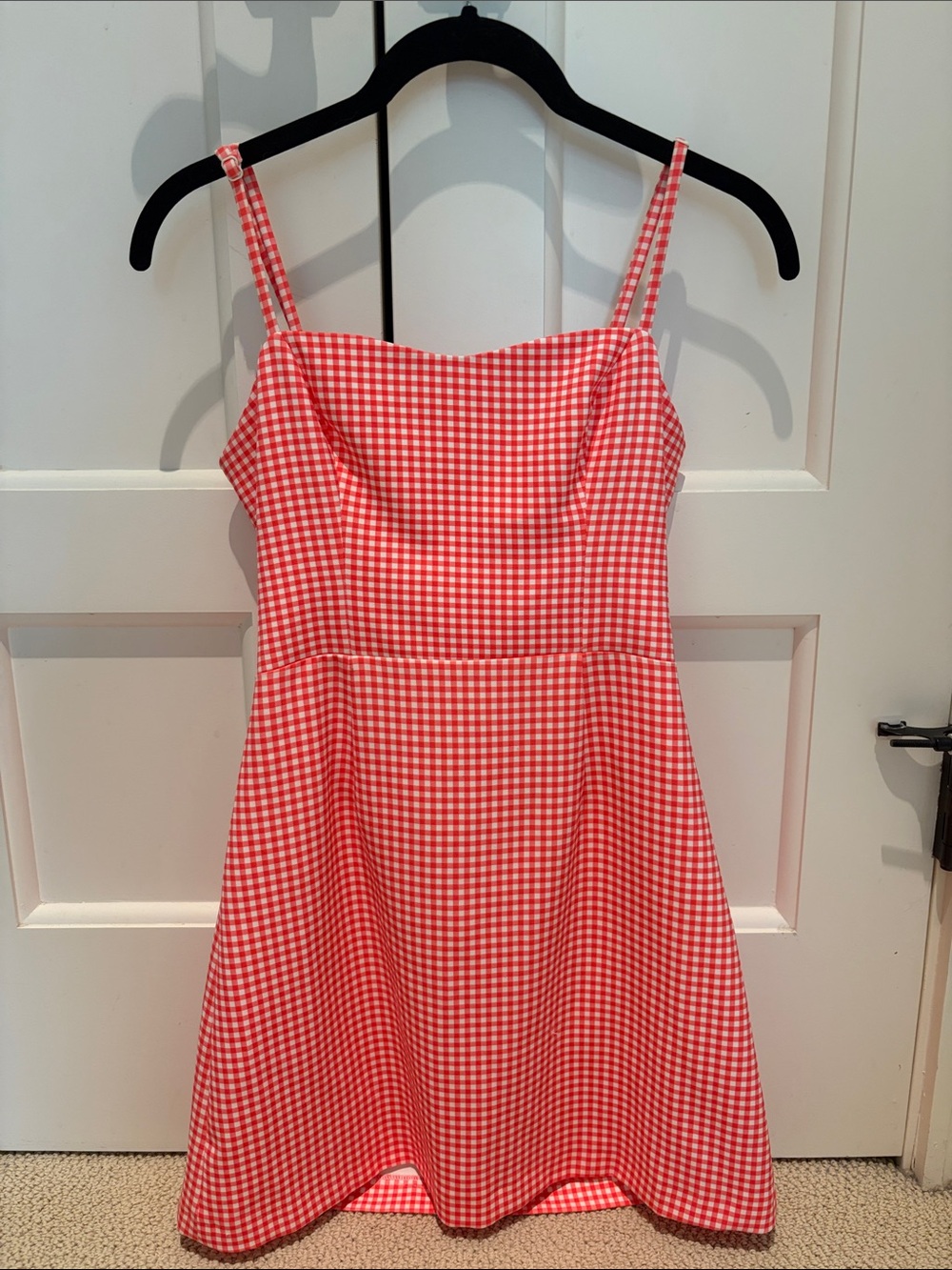 French Connection Red Gingham Spaghetti-Strap Dress